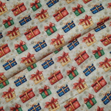 Tecido Digital Círculo Presentes de Natal 