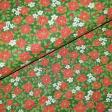 Tecido Natal Círculo Floral Poinsétia