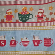 Tecido Tricoline Natalino Barrado de Natal 
