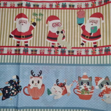 Tecido Tricoline Natalino Barrado de Natal