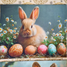 Kit Jogo Americano e Barrado Tricoline Digital Páscoa Realista