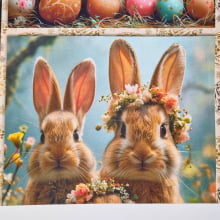 Kit Jogo Americano e Barrado Tricoline Digital Páscoa Realista