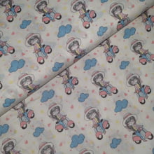Tecido Tricoline Aventuras da Lila Passeando