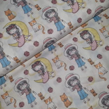 Tecido Tricoline Aventuras da Lila Pet's