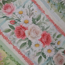 Tecido Tricoline Barrado Floral