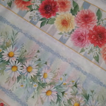 Tecido Tricoline Barrado Floral