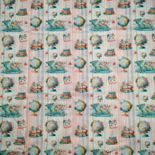 Tecido Tricoline Digital Livros fd Listrado