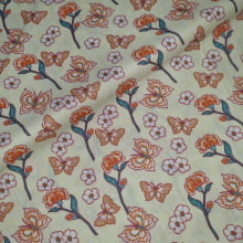 Tecido Tricoline Flores e Borboletas