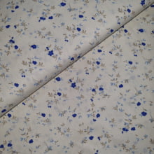 Tecido Tricoline Flores e Raminhos Azul 