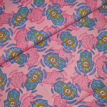 Tecido Tricoline Mãos de Fatima Rosa