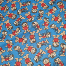 Tecido Tricoline Turma da Monica fd Azul