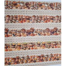 Tecido Digital Tricoline Barrado Cakes and Oranges