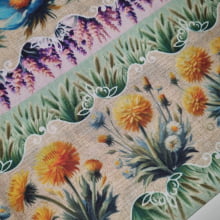 Tecido Digital Tricoline Barrado Floral