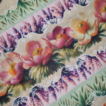 Tecido Digital Tricoline Barrado Floral