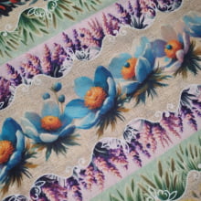 Tecido Digital Tricoline Barrado Floral