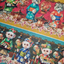 Tecido Digital Tricoline Barrado Pet's Japonês