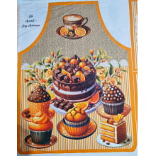 Tecido Digital Tricoline Kit Avental + Jogo Americano Cakes and Oranges
