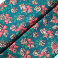 Tecido Tricoline Pinhas e Laços