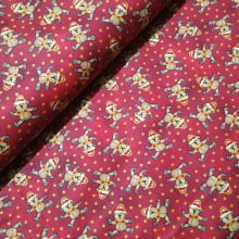Tecido Tricoline Natal Ursinhos fd Vermelho