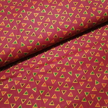 Tecido Tricoline Natal Triângulos fd Vermelho
