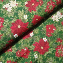 Tecido Tricoline Natal Flor de Natal fd Verde