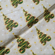 Tecido Tricoline Natal Estampado Bege