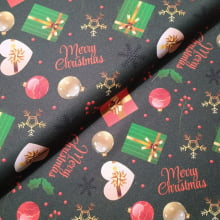 Tecido Tricoline Merry Christmas 