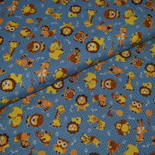 Tecido Tricoline Animais fd Azul