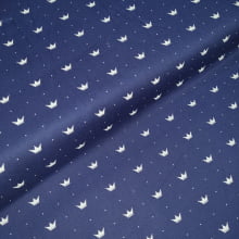 Tecido Tricoline Coroa Branca fd Azul Marinho