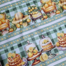 Tecido Digital Barrado Limão Siciliano