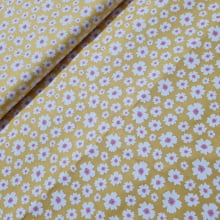Tecido Tricoline Margaridas fd Amarelo