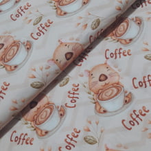 Tecido Tricoline Digital Capivaras Coffee