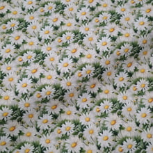 Tecido Tricoline Digital Margaridas fd Verde