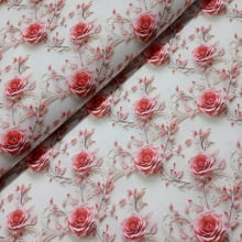 Tecido Tricoline Digital Rosas Vintage
