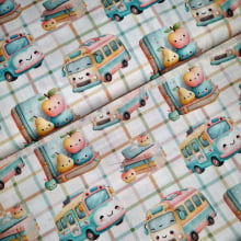 Tecido Tricoline Digital Volta as Aulas Onibus Escolar