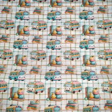 Tecido Tricoline Digital Volta as Aulas Onibus Escolar