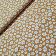 Tecido Tricoline Margaridas fd Laranja