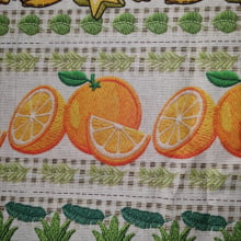 Tecido Tricoline Barrado  Digital Frutas Tropicais