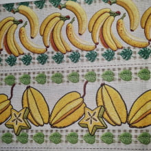 Tecido Tricoline Barrado  Digital Frutas Tropicais