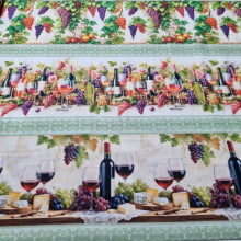 Tecido Tricoline Barrados Vinhos e Queijos