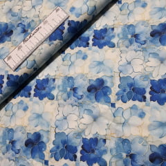 Tecido Tricoline Devaneio Floral Azul 5