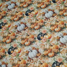 Tecido Tricoline Digital Aboboras e flores