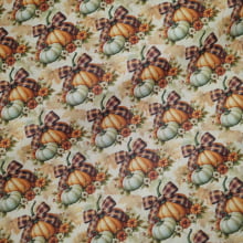 Tecido Tricoline Digital Aboboras e Laços 