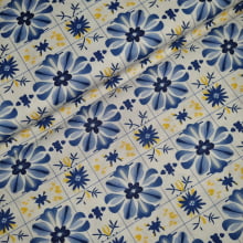 Tecido Tricoline Digital Azulejo Português 4