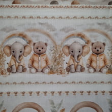 Tecido Tricoline Digital Barrado Animais Fofos