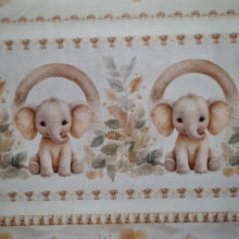 Tecido Tricoline Digital Barrado Animais Fofos