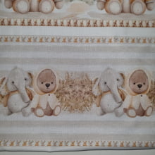 Tecido Tricoline Digital Barrado Animais Fofos