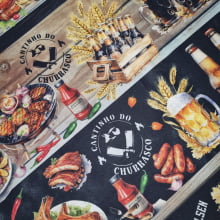 Tecido Tricoline Digital Barrado Cantinho do Churrasco