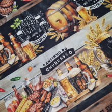 Tecido Tricoline Digital Barrado Cantinho do Churrasco