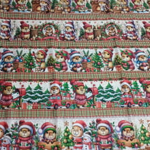 Tecido Tricoline Digital Barrado Capivaras Natalinas